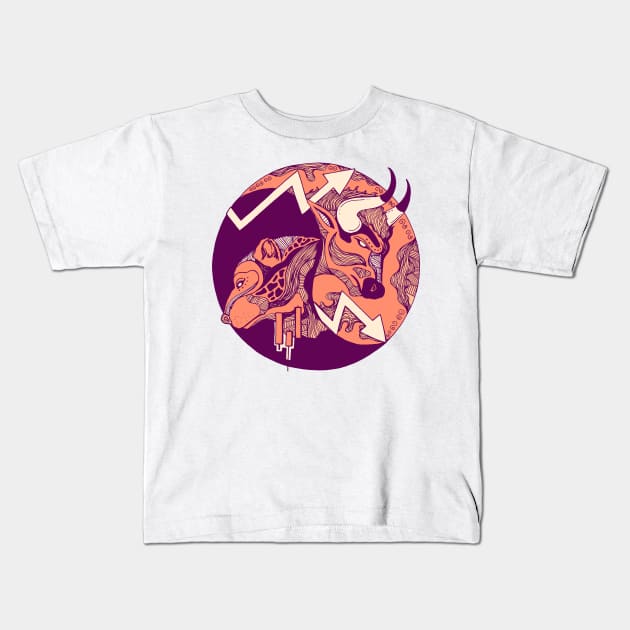 Peach Bull and Bear Kids T-Shirt by kenallouis